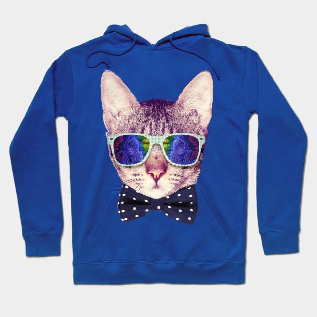 Hipster Cat with Glasses and Bow Tie Sticker Hoodie by mullian